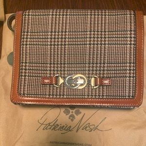Patricia Nash Houndstooth Leather Flap Crossbody